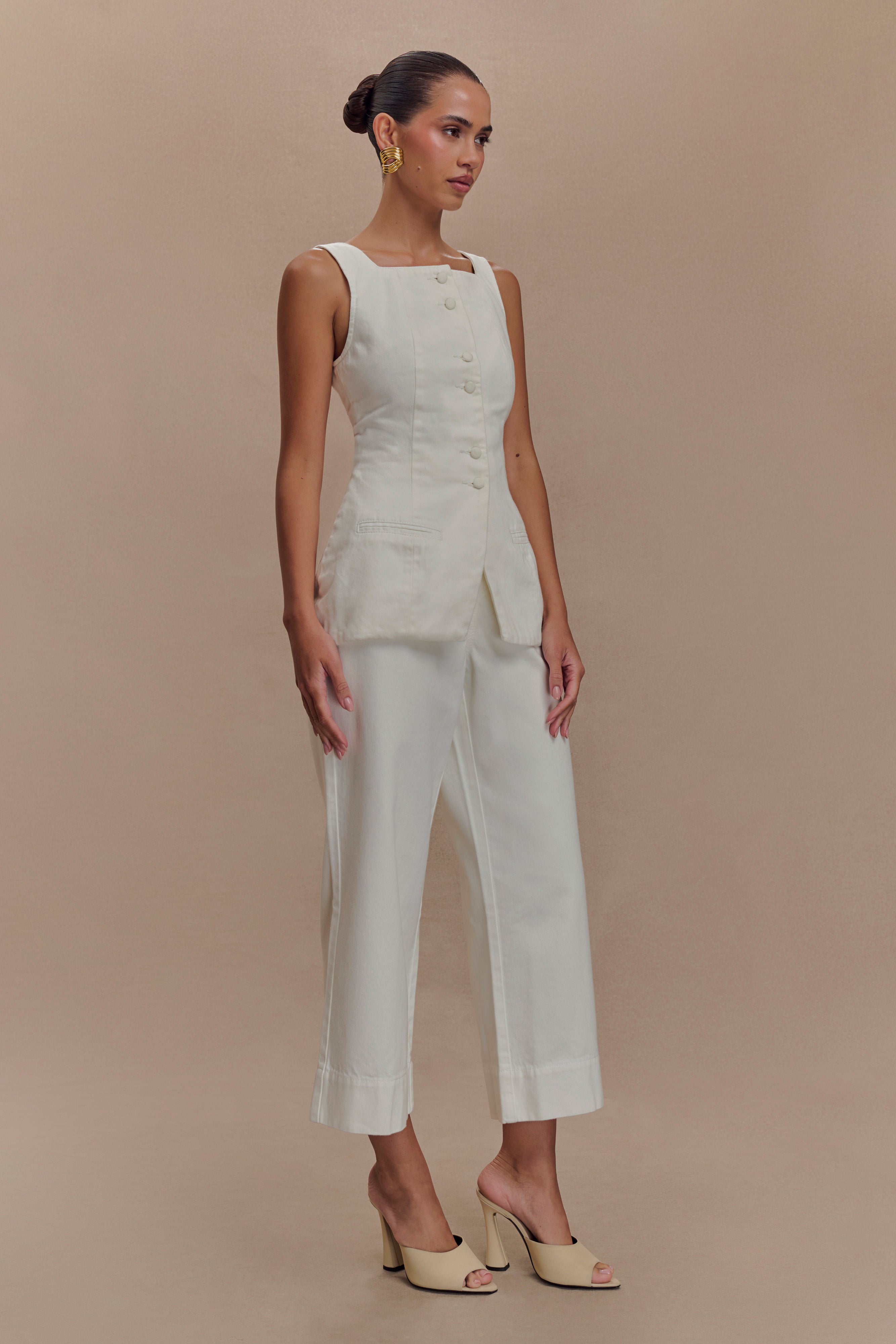 Kaitlyn Square Neck Long Line Top - White
