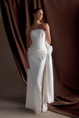 Galia Satin Corset Gown - White
