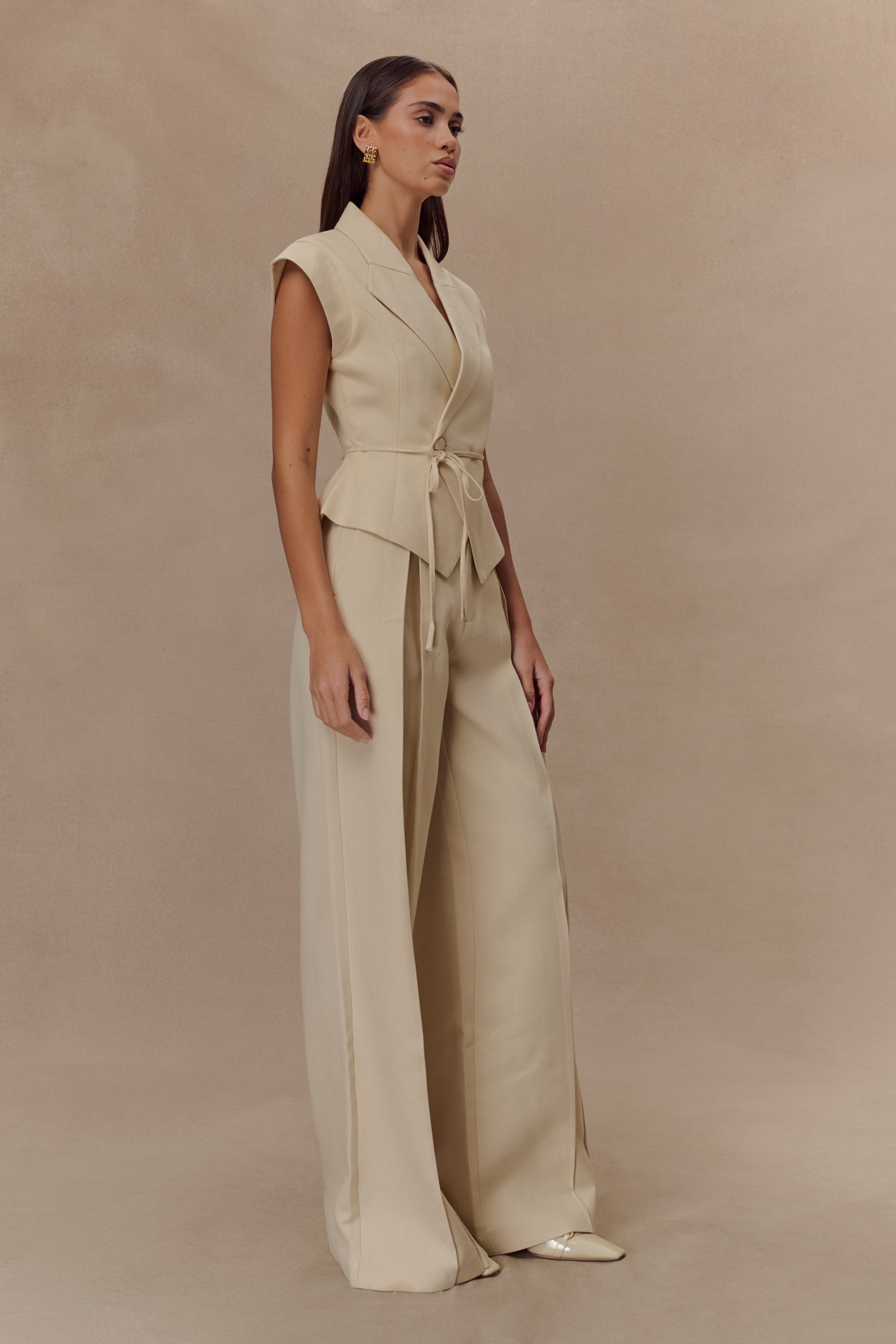 Andina Shortsleeve Linen Top - Natural Beige
