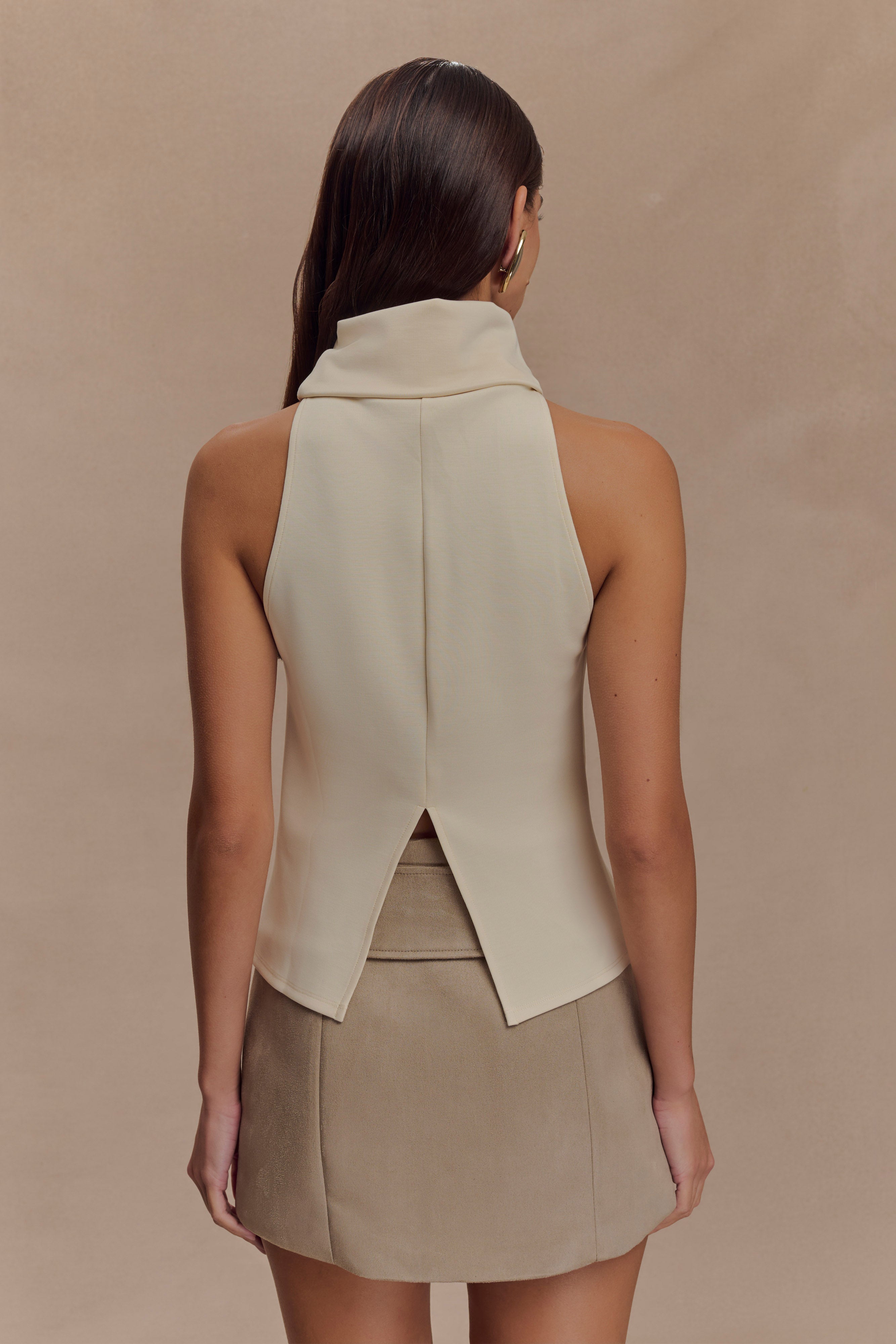 Birdie High Neck Sleeveless Top - Ivory