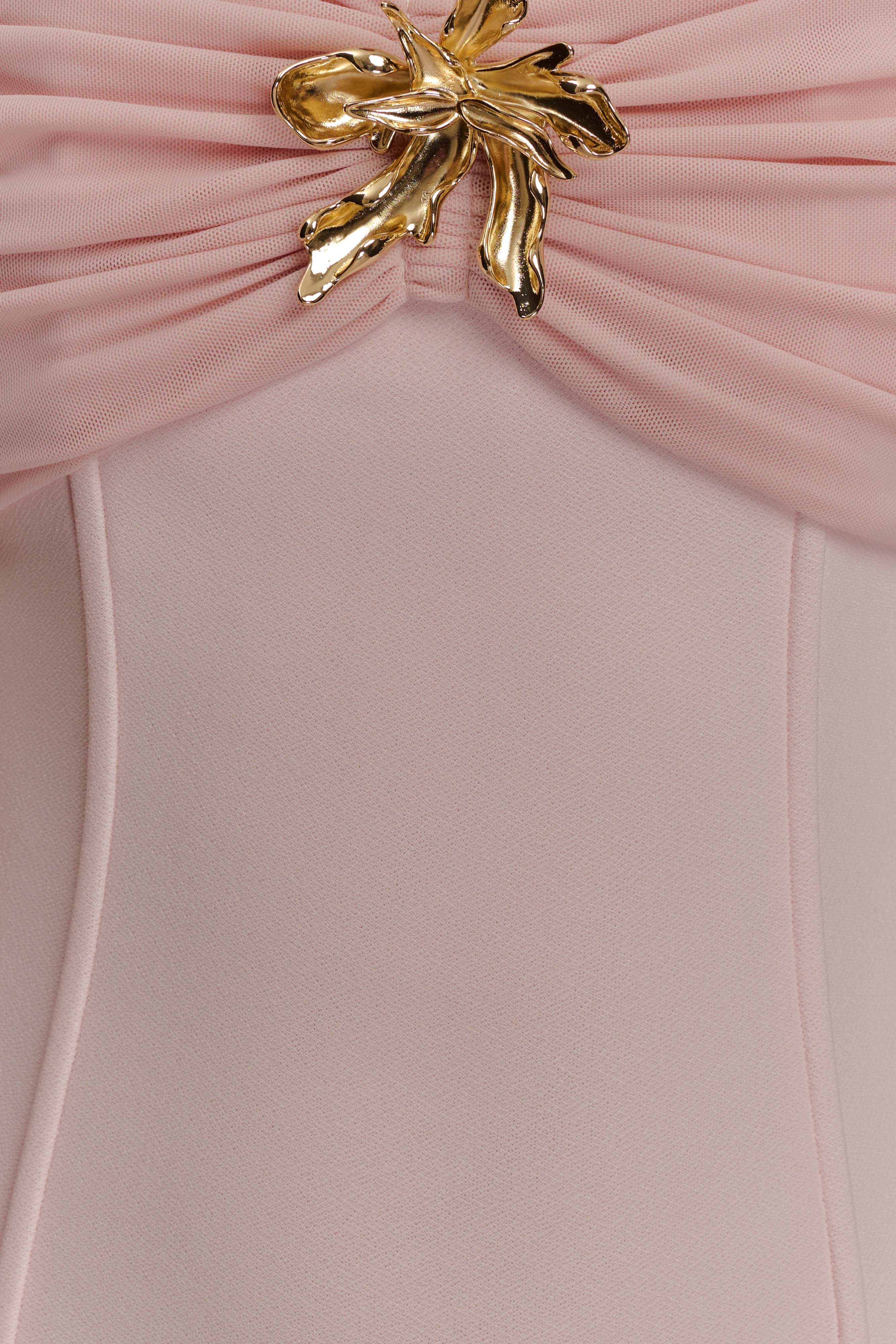 Kellie Off Shoulder Crepe Maxi Dress - Blush Pink