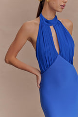 Mierah Halter Midi Dress With Hardware - Cobalt Blue