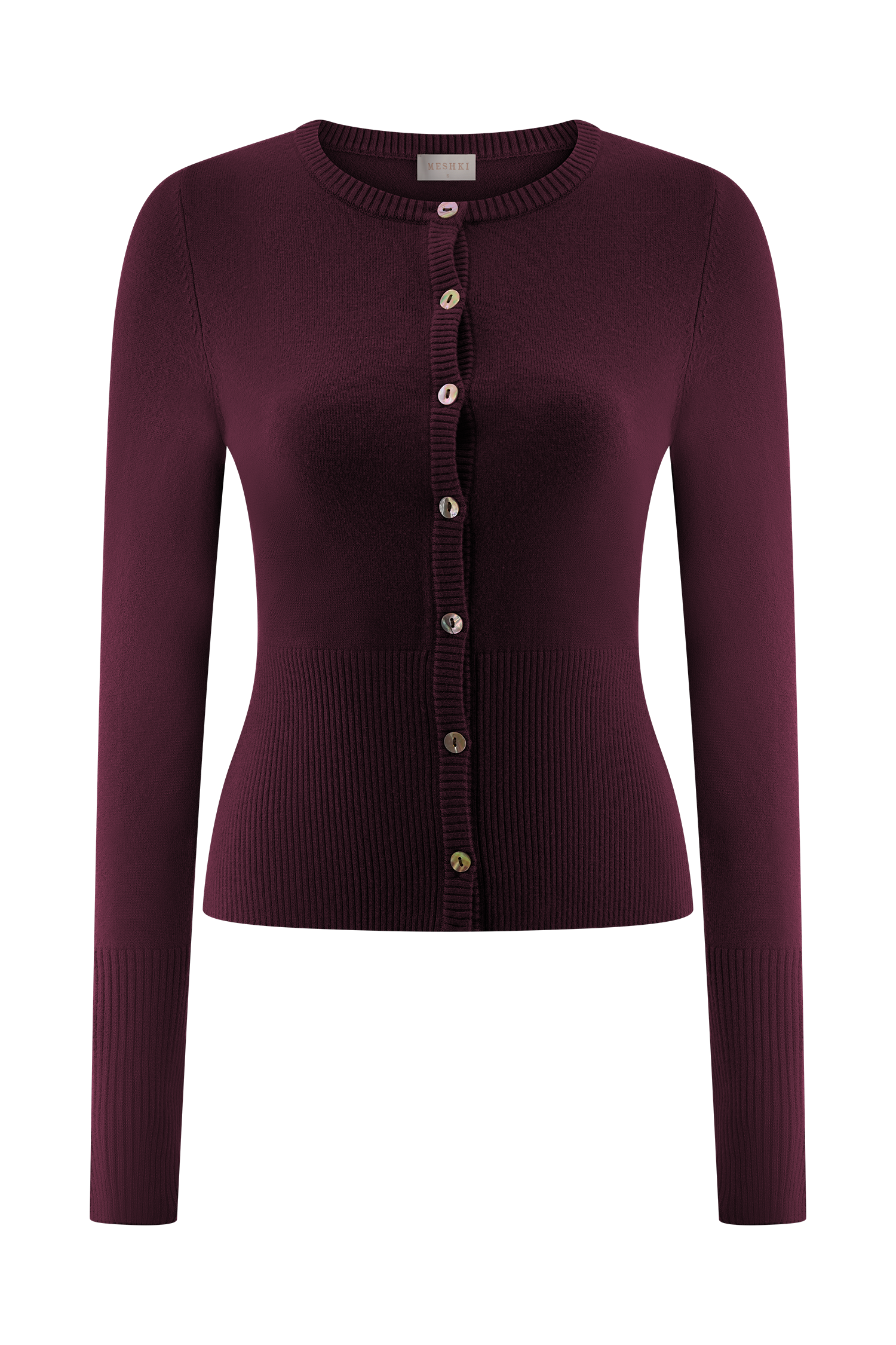 Reese Fitted Knit Cardigan - Merlot