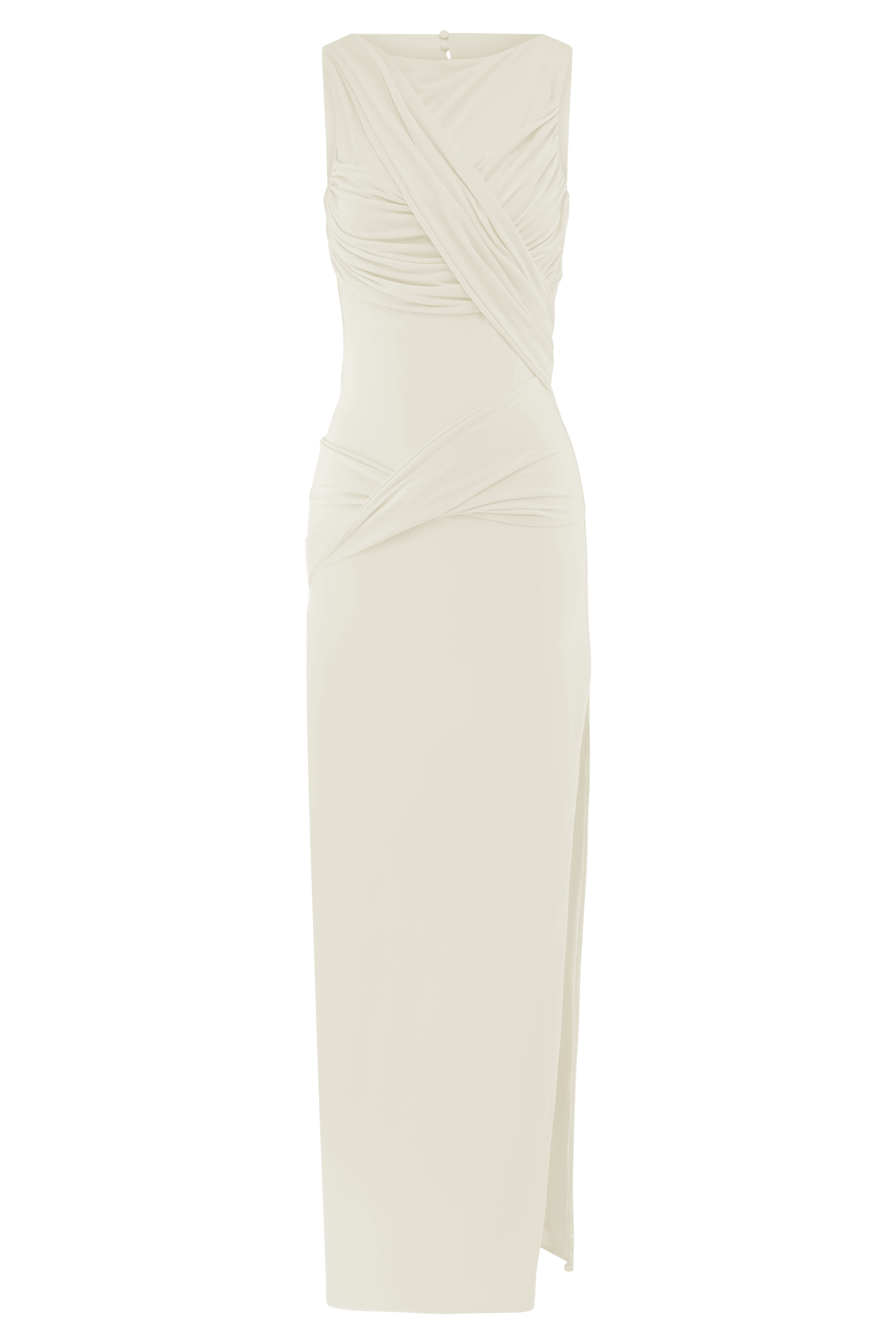 Henley Slinky Drape Maxi Dress - Ivory